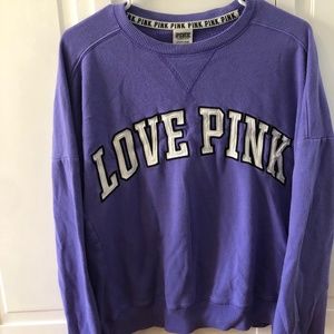 Purple crewneck “love pink” sweater